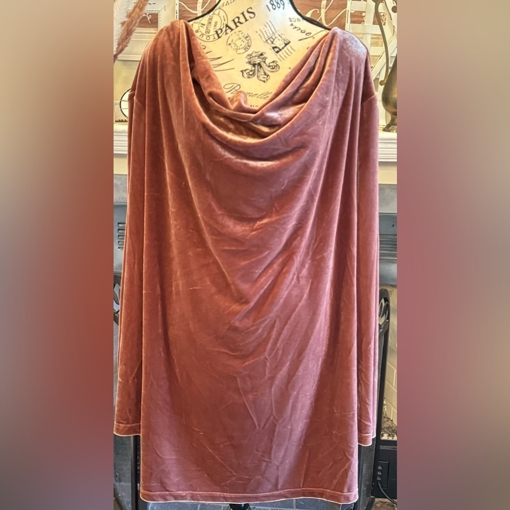 Maggie Sweet Velvet Drape Collar Top Blouse Tunic Brown Holiday Event 3X NWT